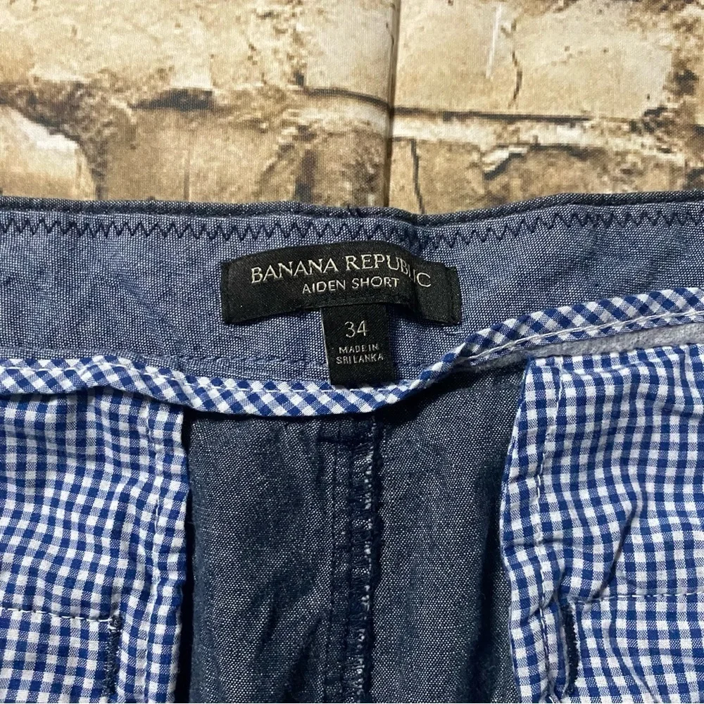 Banana Republic Blue Gray Cotton Aiden Flat Front Short